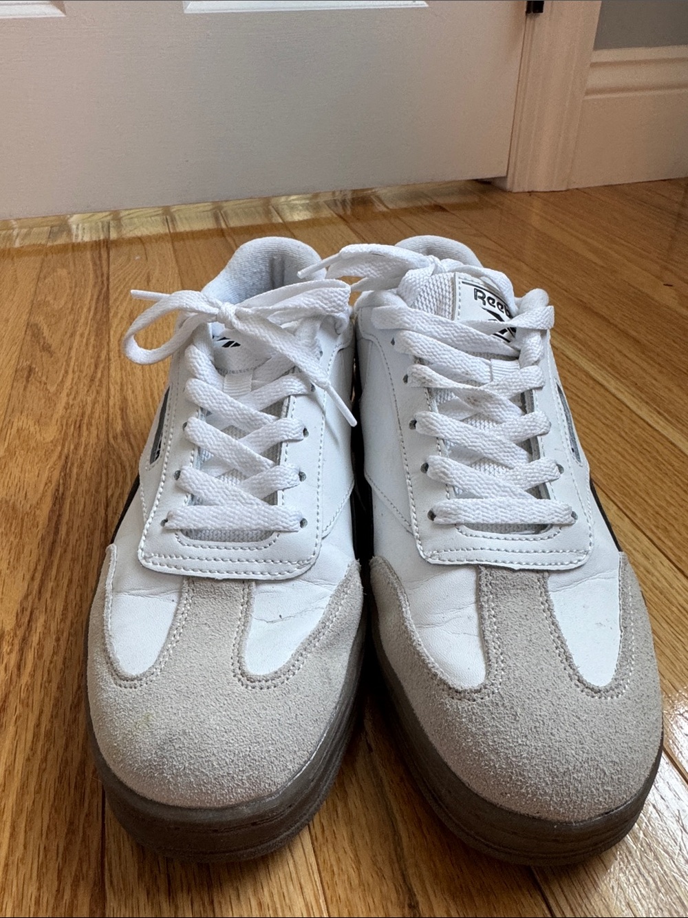 Reebok White & Black Leather Low-Top Sneakers - Picture 2 of 7